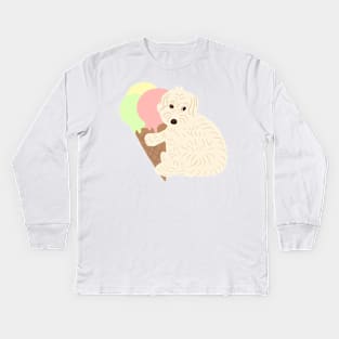 Don't Touch my Ice Cream Maltipoo Dog Kids Long Sleeve T-Shirt